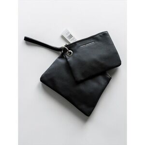 French Connection Lara Pebble Double Slim Pouches Wristlet Black